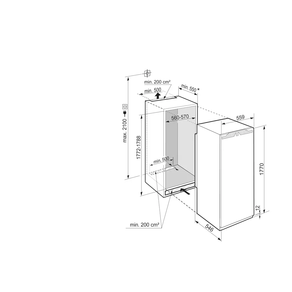 Liebherr Built-in IRBe 5120 Plus, is an Integrable fridge with BioFresh