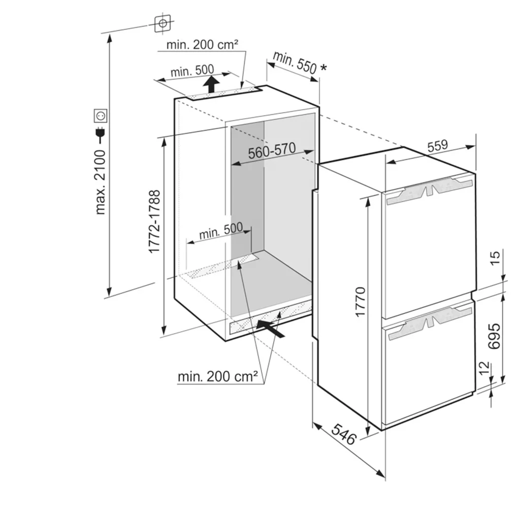 ICNf 5103 Pure Built-in fridge-freezer with EasyFresh and NoFrost