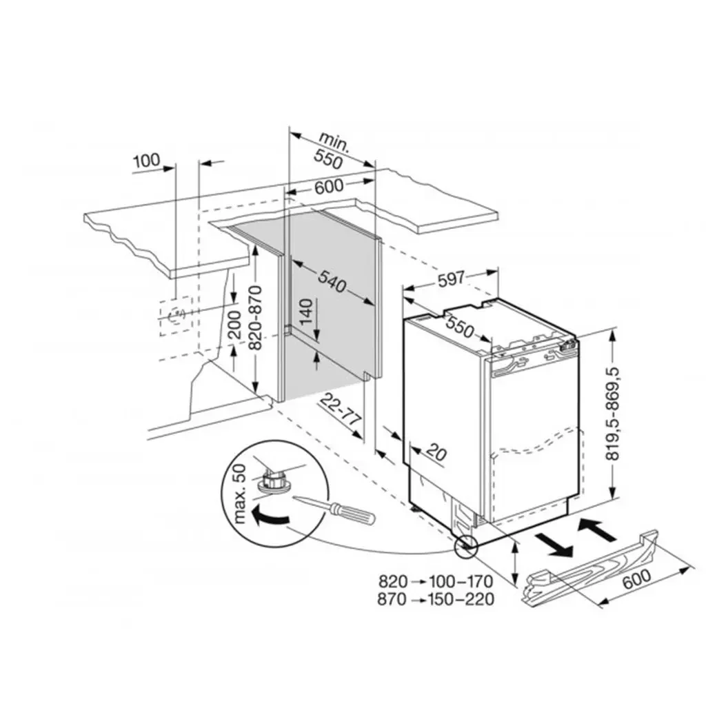 Liebherr Built-in UIKo 1560 Premium Under Counter Fridge with Lift-up Box